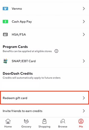 How to Redeem DoorDash Gift Card Step 4