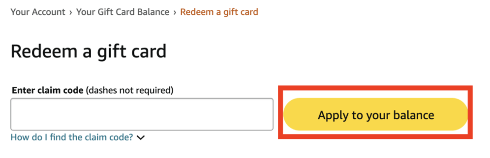 Amazon gift card redeem