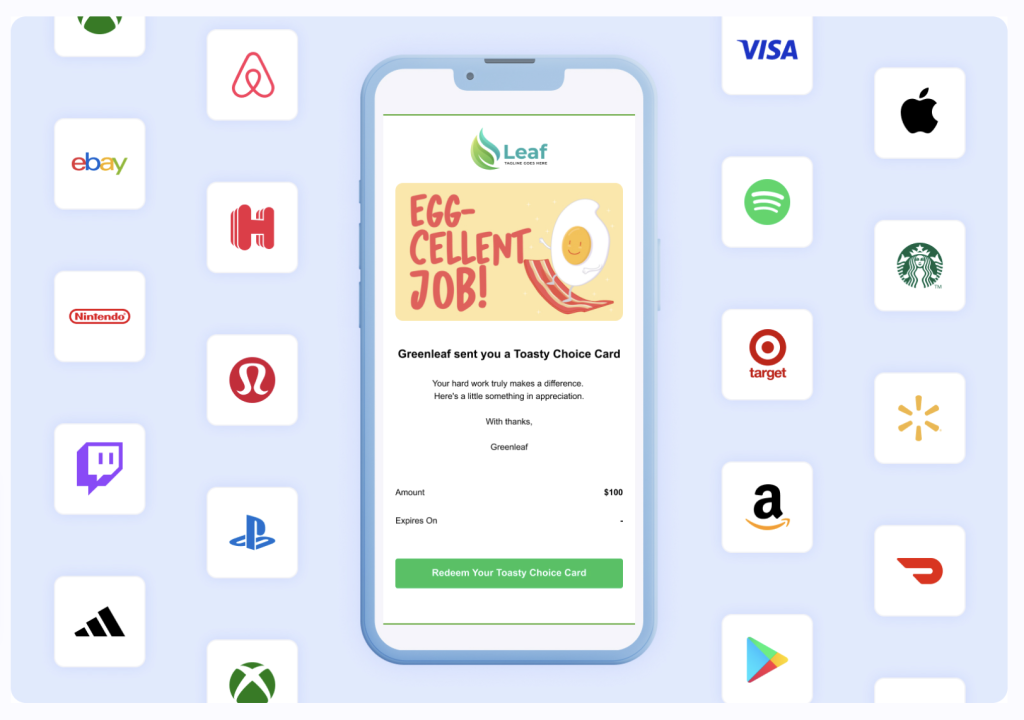 Toasty Choice Card on a mobile mock up