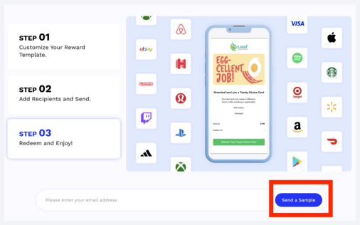 Send a Sample Toasty Choice Card