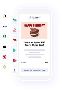 branding and customization on Toasty Choice Card