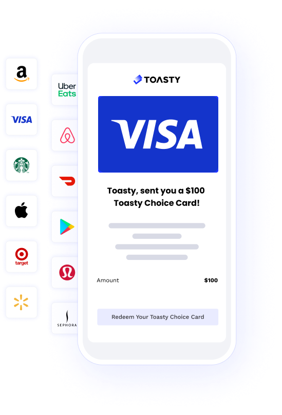 Visa gift card sent through Toasty