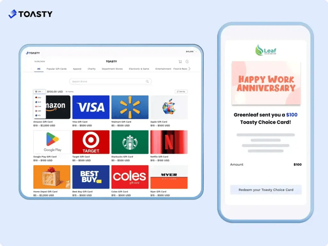 Anniversary cards for employees