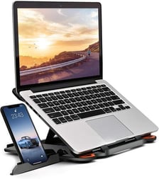 Christmas gift options for employees: desk accessories including a laptop stand and cell phone holder.