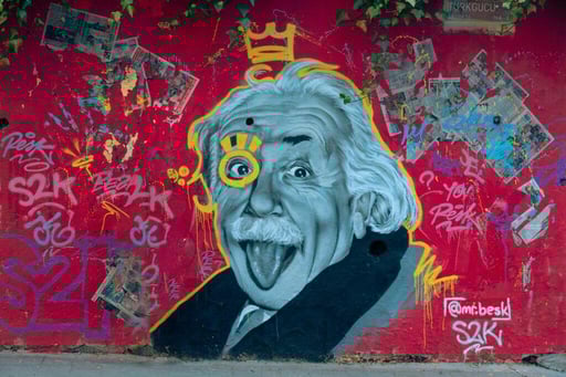 a mural of perhaps one of the most famous science teachers: Albert Einstein. Highlighting the importance of teacher appreciation gifts