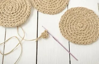 Crocheting jute coasters
