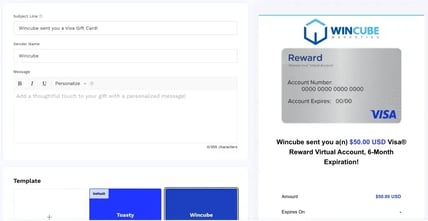 Customizable visa gift card