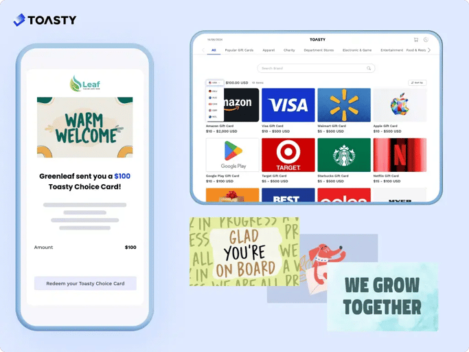 Toasty choice gift cards as an idea for last minute gifts