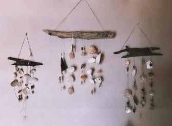 Handmade driftwood and seashells boho home decor