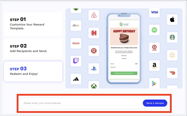 Sample Toasty Choice Card with Happy Birthday design