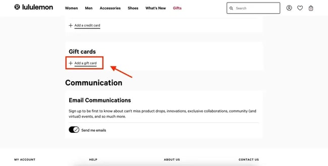 How to redeem Lululemon gift cards step 3