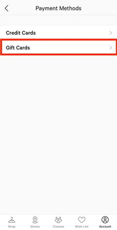 Lululemon gift card mobile redemption step 3