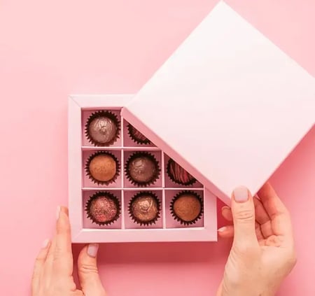 Pink box of chocolates