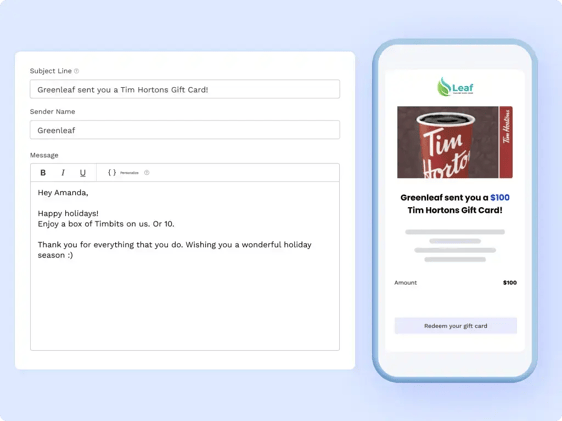 Tim Hortons gift card
