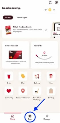 Tim Hortons mobile redemption step 1