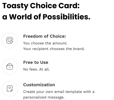 Toasty-Choice-Card-features