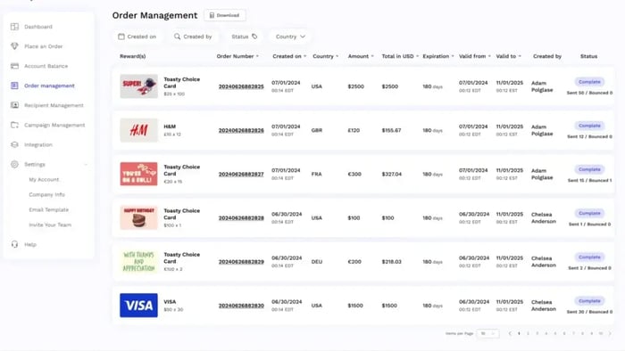 Toasty order management