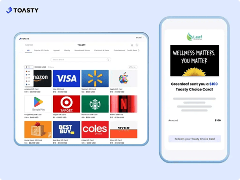 Toasty wellness gift card template