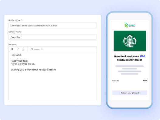 Virtual Starbucks gift card template Toasty