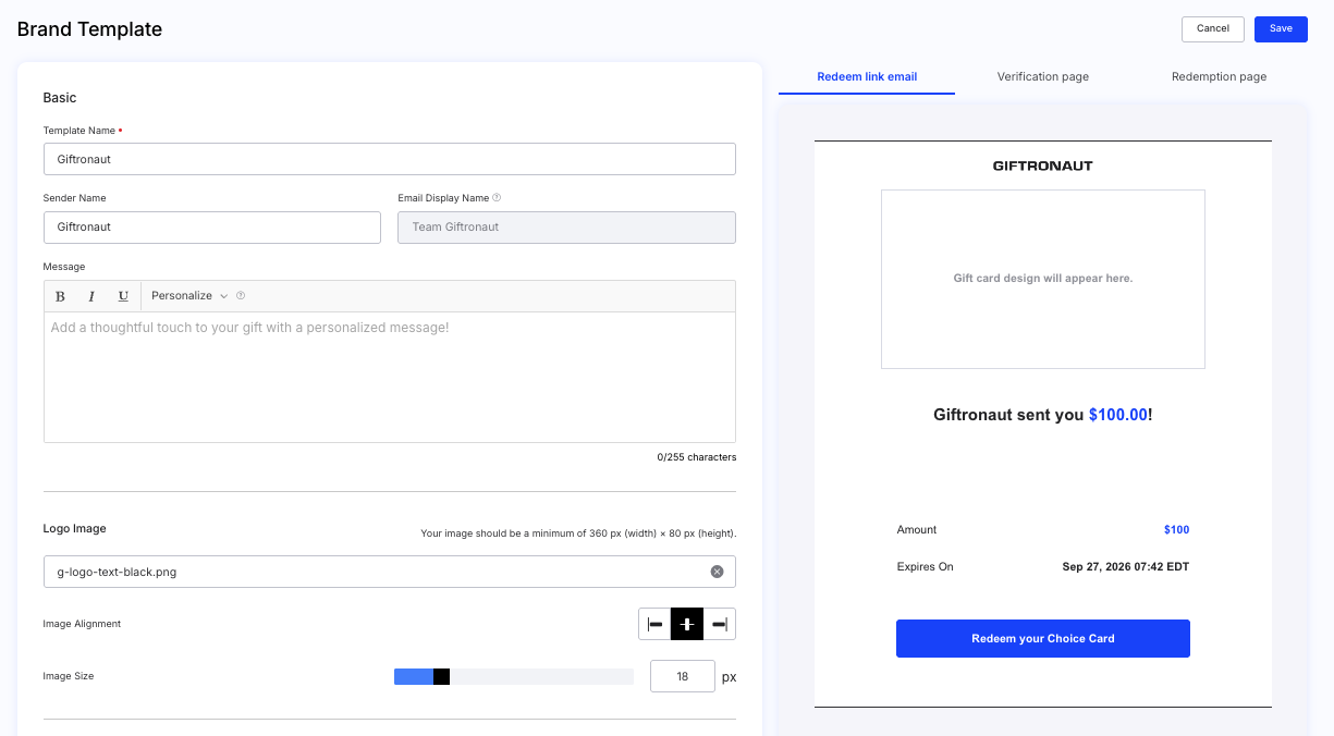 Giftronaut Brand Template