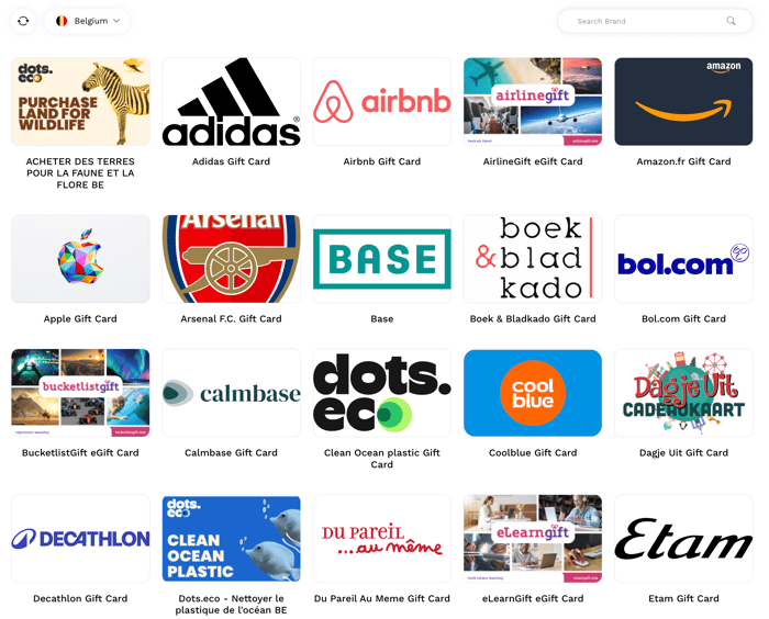 belgium gift card catalog