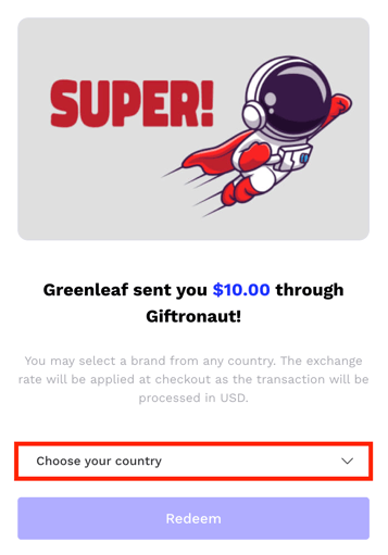 choice card country select