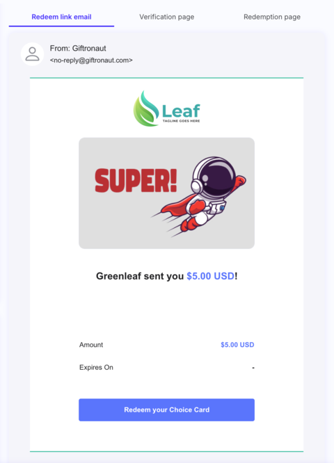redeem link email
