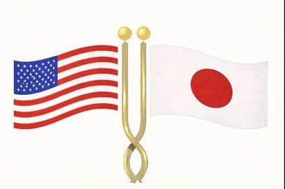 us and japan flags