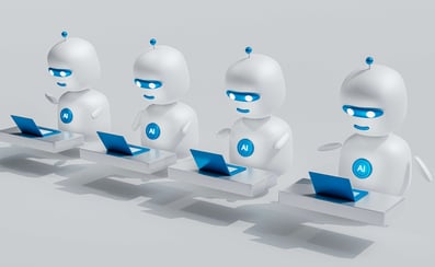 white-robots-sitting-on-top-of-laptops