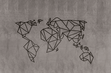 world map grey concrete background