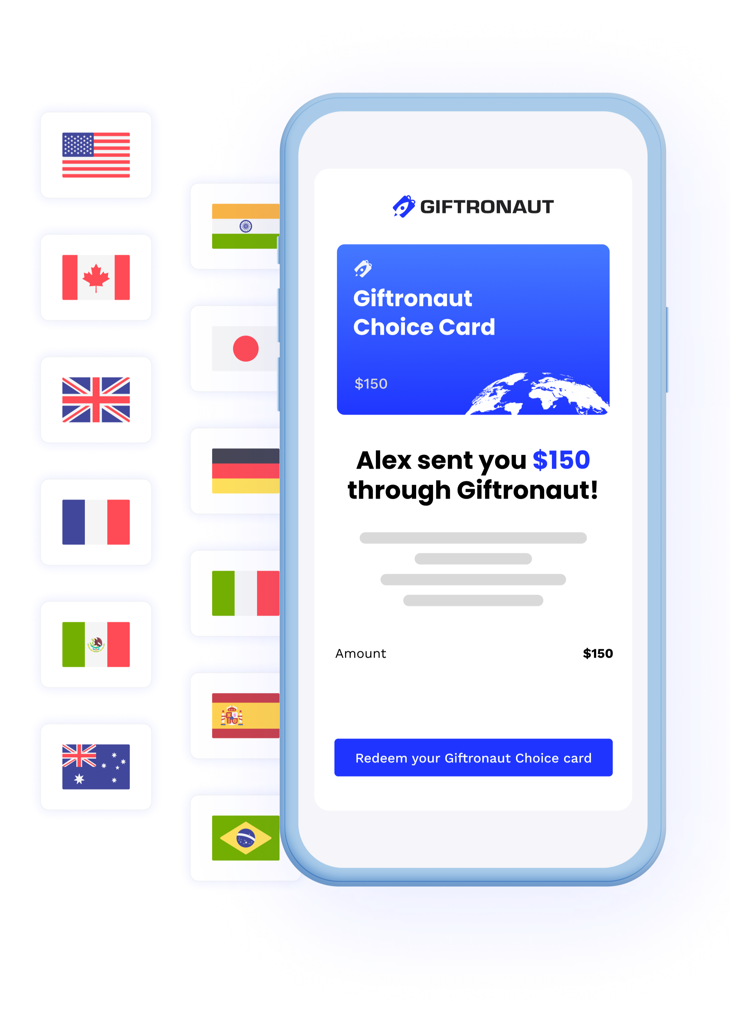 You choose the amount- Your recipient chooses the brand