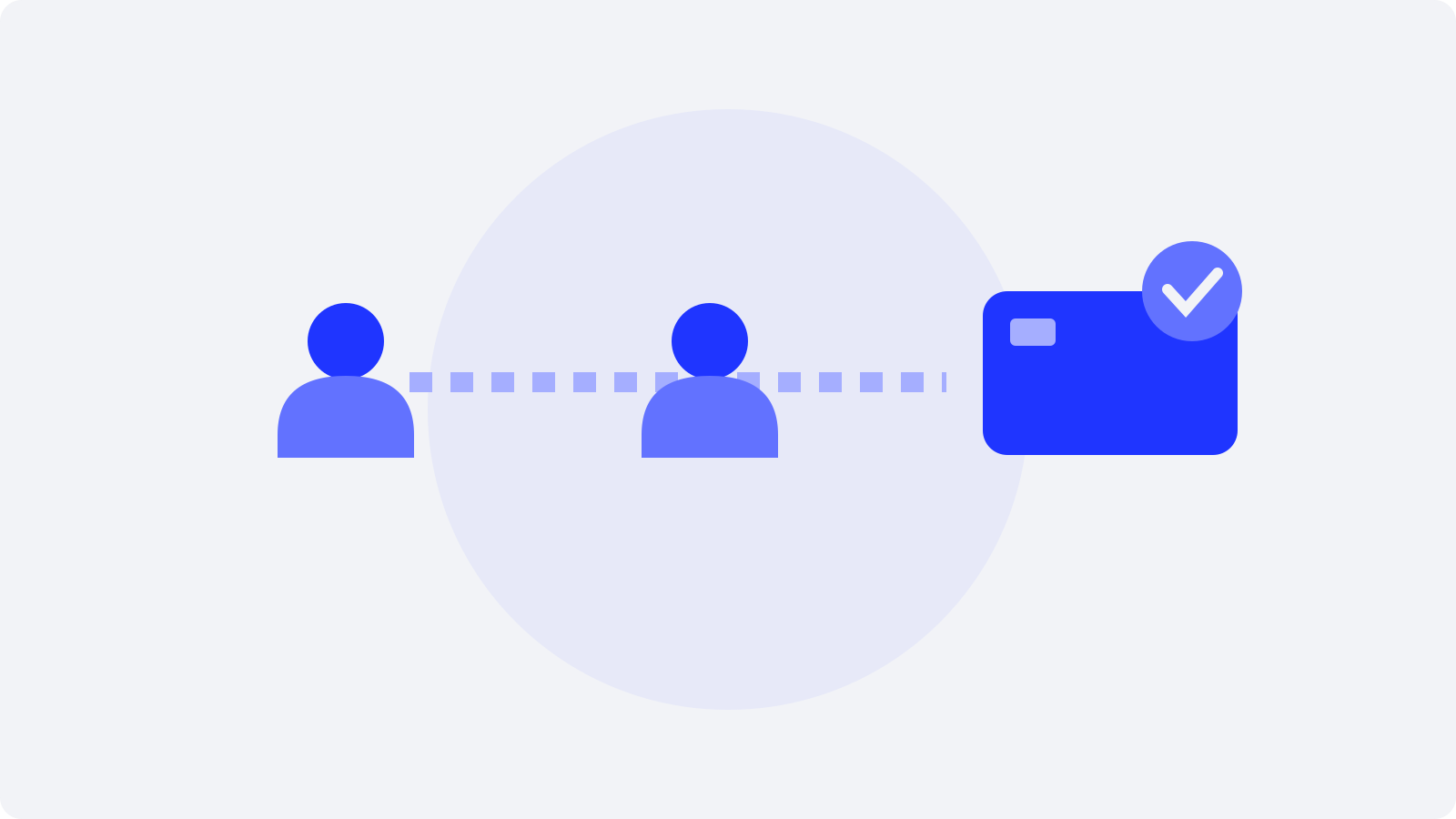 Two people connected by a referral path leading to a verified reward