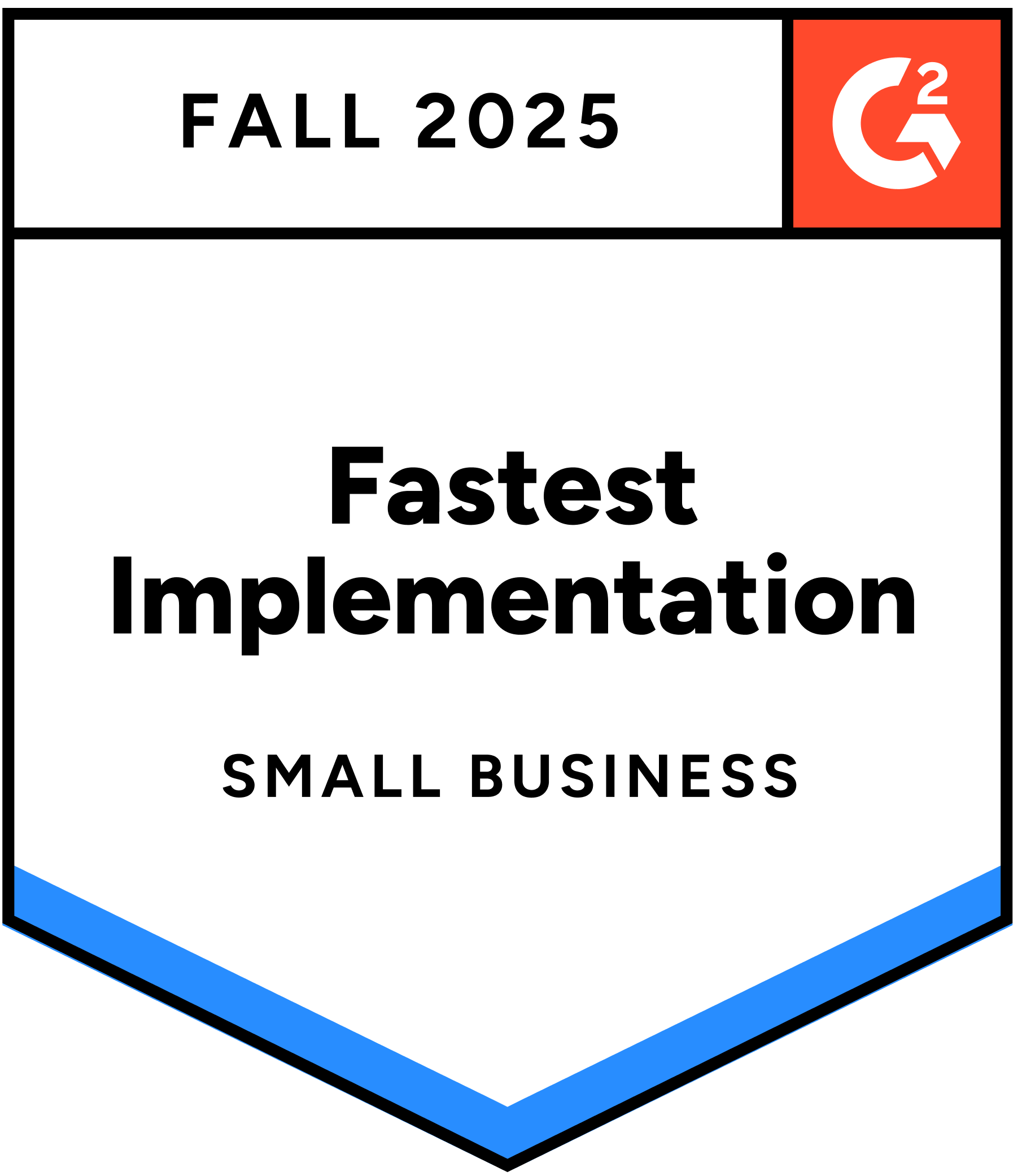 g2 badge - fastest implementation small business